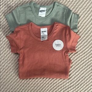 Kids Organic Cotton T-Shirts - Green and Orange